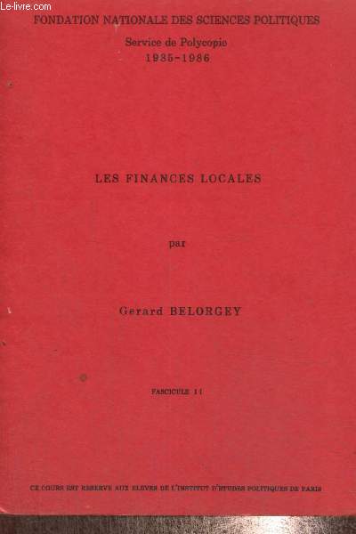 Les finances locales - Fascicule II