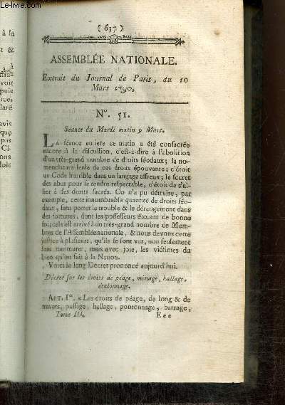 Extrait du Journal de Paris, du 10 Mars 1790 - N51 - Abolition de droits fodaux - Derniers moments de l'Empereur Joseph II