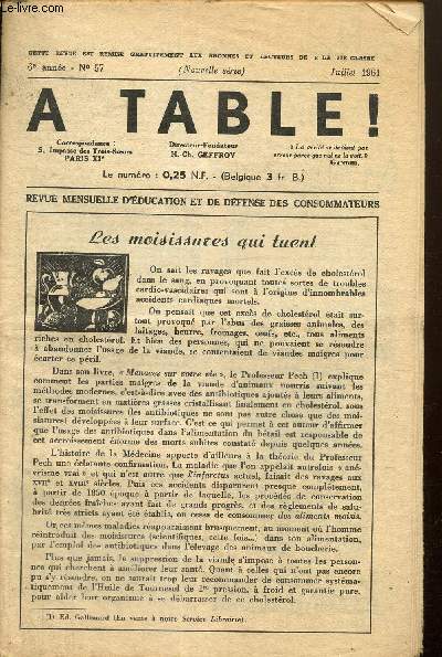 A Table !, 6me anne, n57 (juillet 1961) :