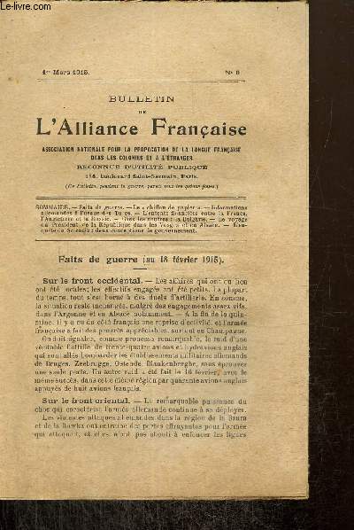 Bulletin de l'Alliance Franaise, n9 (1er mars 1915) : Faits de guerre / Le 