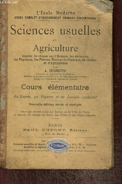 Sciences usuelles et agriculture - Cours lmentaire