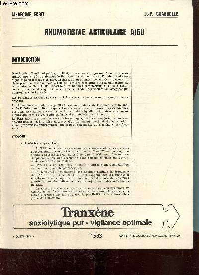 Mdecine crit : Rhumatisme articulaire aigu - Supplment de la 