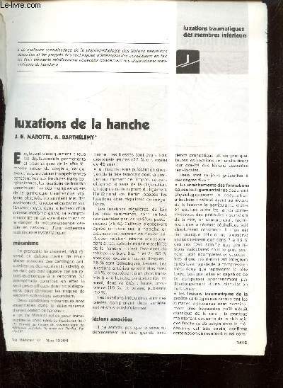 Luxations de la hanche (extrait du journal 