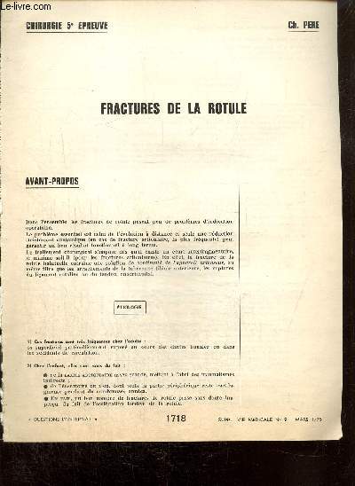 Fractures de la rotule (extrait du supplment  la 