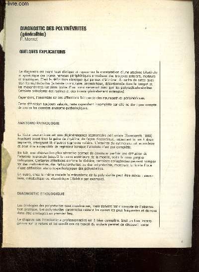 Lot d'articles mdicaux sur les maladies infectieuses : Polynvrites / Rhumatisme articulaire aig / Leptospiroses / Fivre typhode / Dysenterie amibienne