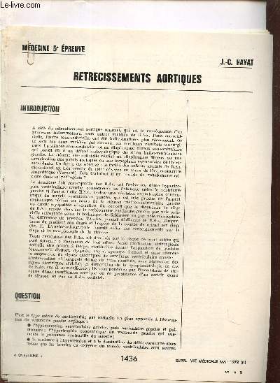 Lot d'articles mdicaux sur diverses pathologies : Insuffisance aortique / Rtrcissement aortique / Syndromes de Stoke-Adams / Accidents de la corticothrapie / Cancer secondaire des os / Colique nphrtique / Accidents des antibiotiques /...