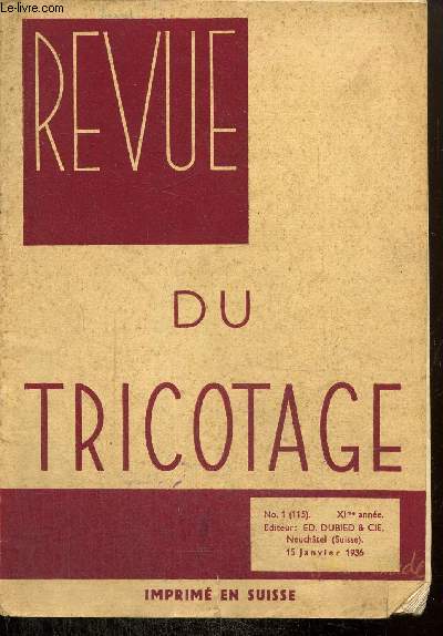 Revue du tricotage, n1 (15 janvier 1936)