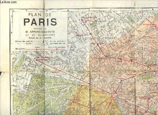Carte : Plan de Paris divis en 20 arrondissements et 80 quartiers / Nouveau Paris monumental