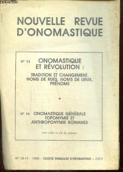 Extrait de la Nouvelle Revue d'Onomastique : Les changements de noms de rues  Tarbes pendant la Rvolution