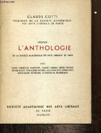 L'Anthologie de la socit acadmique des arts libraux de Paris