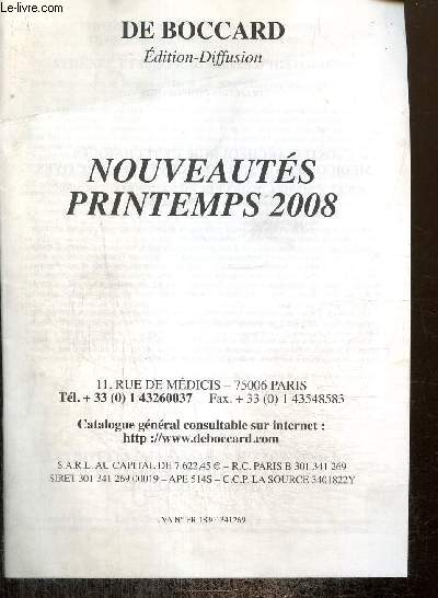 Catalogue : Nouveauts, printemps 2008