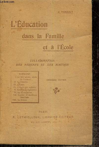 L'Education dans la Famille et  l'Ecole - Collaboration des parents et des matres