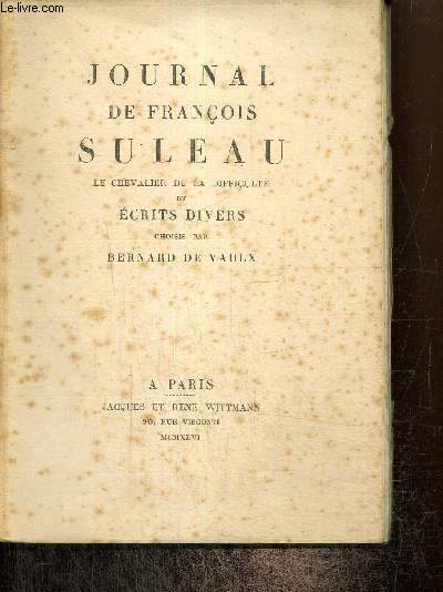 Journal de Franois Suleau, Le chevalier de la difficult et crits divers