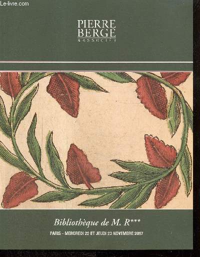 Catalogue : Bibliothque de M. R***
