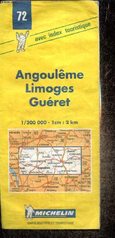 Carte n72 : Angoulme, Limoges, Guret