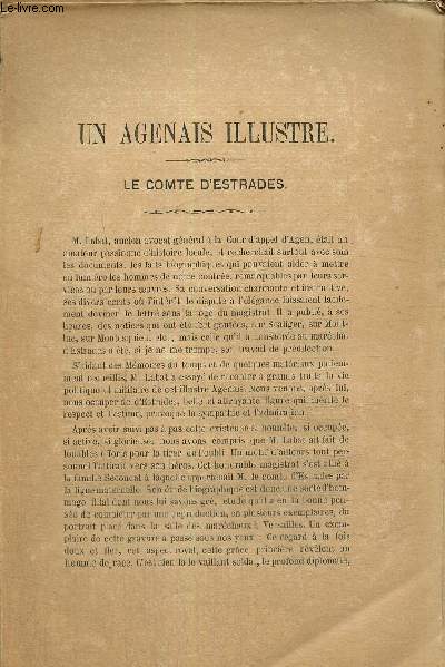 Le Comte d'Estrades, parties I et II (extrait de revue)