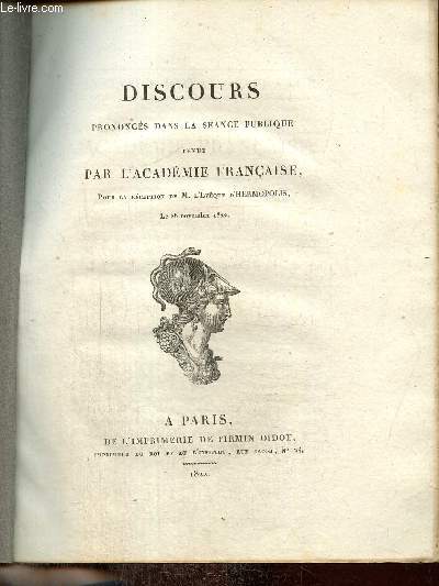 Discours prononcs dans la sance publique tenue par l'Acadmie Franaise pour la rception de M. l'vque d'Hermopolis, le 28 novembre 1822