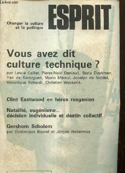 Esprit, n10 (octobre 1982) - Vous avez dit culture technique ?