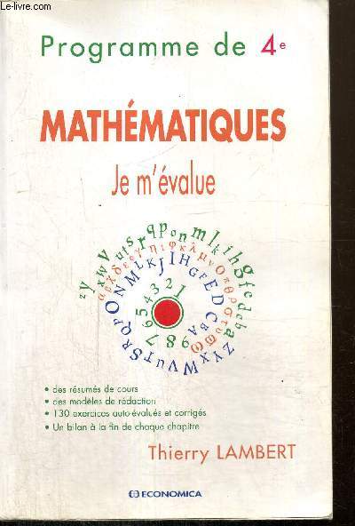 Mathmatiques, je m'value - Programme de 4e
