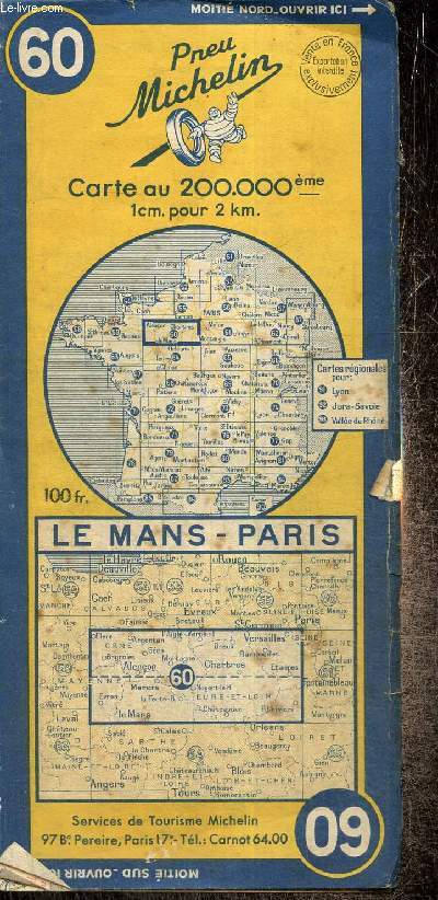 Carte Michelin n60 : Le Mans, Paris