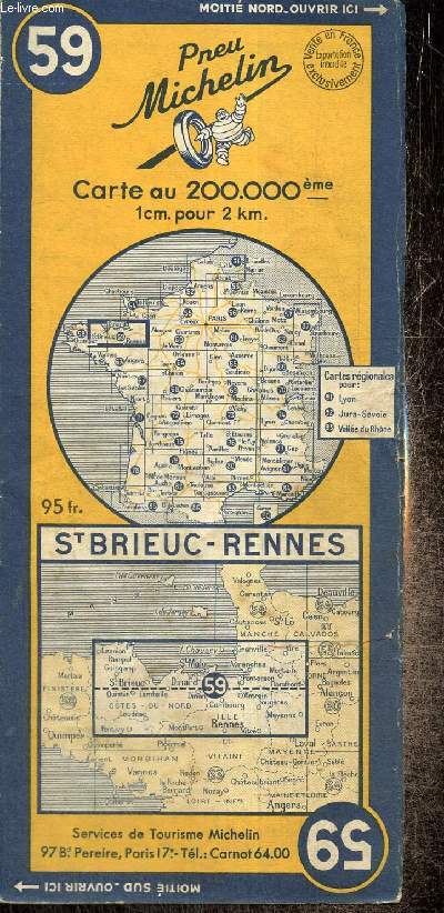Carte Michelin, n59 : St Brieuc - Rennes