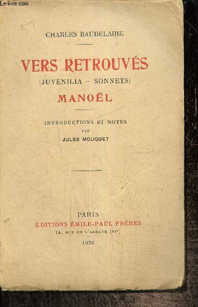 Vers retrouvs (Juvenilia - Sonnets), Manol