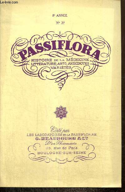 Passiflora, 8e anne, n27 : La lgende d'Herkenbald / Hypersympathicotonie et Hypertension / La chatiment des bavardes / Cuisine barnaise /...