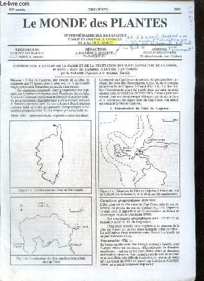 Le Monde des Plantes, 97e anne, n477 : Euphorbia maculata en Limousin (J.M. Rouet) / Quelques xnophytes intressantes ou nouvelles du Midi de la France et de l'Espagne limitrophe (F. Verloove, C. Vanderberghe) /...