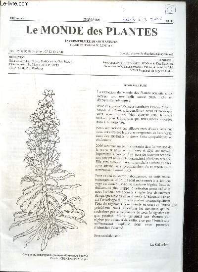 Le Monde des Plantes, 100e anne, n488 : Souvenirs de botanique angevine (Nicolas Georges) / Trois nouvelles stations de Drimia Fugax au nord-ouest de Bonifacio (Guilhan Paradis, Alain Delage) /...