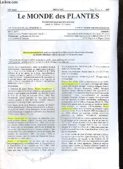 Le Monde des Plantes, 102e anne, n492 : Dcouverte d'une nouvelle espce pour la France, Lathyrus nudicaulis (Patrick Gatignol) / Prsence de Dryopteris Remota Druce dans le dpartement du Tarn (Nicolas Leblond) /...