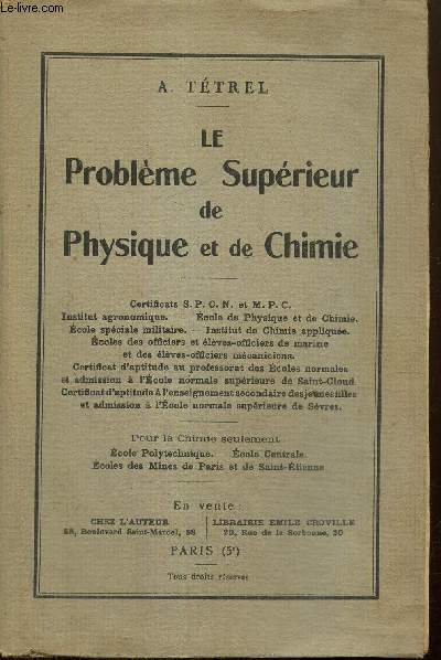 Le Problme Suprieur de Physique et de Chimie