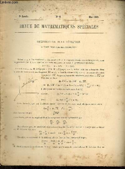 Revue de Mathématiques Spéciales, 3e année, n°8 (mai 1893)