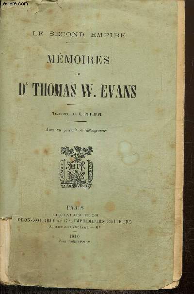 Mmoires du Dr Thomas W. Evans