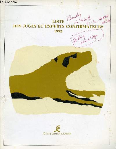 Liste des juges et experts confirmateurs 1992 - Socit centrale canine.