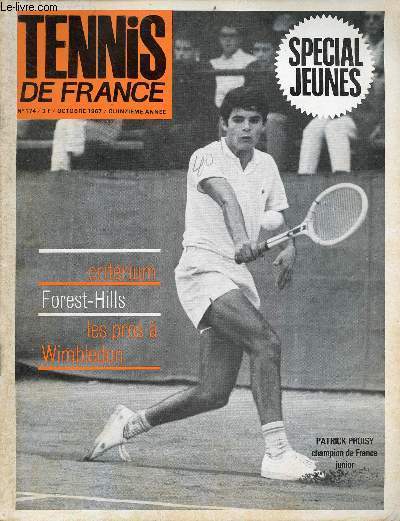 Tennis de France n174 octobre 1967 15e anne - Championnats de France juniors et cadets - Jean Mazzella 1er crocodile national - le critrium et l'esprance de France - concours tennis de France - monte au filet et vole d'attente etc.