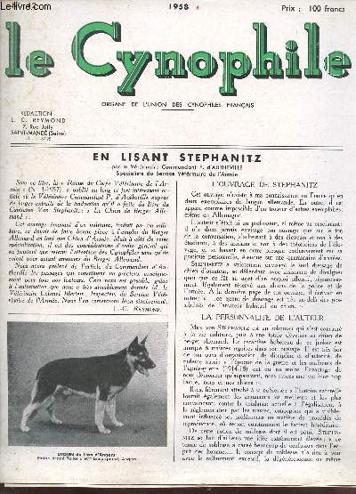 Le Cynophile n12 1958 - En lisant Stephanitz par le vtrinaire commandant P.d'Autheville -  l'U.C.F. - chos des labos.