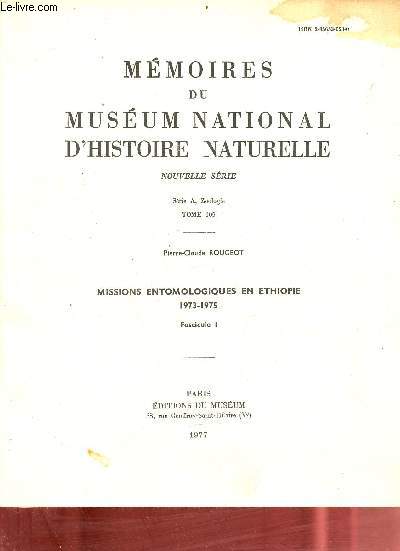 Mmoires du musum national d'histoire naturelle nouvelle srie srie A Zoologie tome 105 - Missions entomologiques en Ethiopie 1973-1975 fascicule 1.