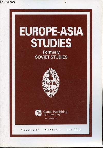 Europe-Asia studies formerly soviet studies number 3 volume 55 may 2003 - Articles - fiscal federalism and how russians vote Joan DeBardeleben - the russian economic recovery : do four years of growth tell us that the fundamentals have changed ?...