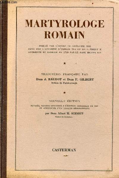 Martyrologie romain - Nouvelle dition.