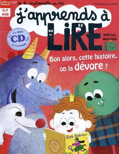 J'apprends  lire n244 septembre 2020 5-7 ans de la maternelle au CE1 - Bon alors, cette histoire, on la dvore ? avec cd de l'histoire - Lapin malin - qui a vol le cartable du prince Hugo ? - jeux - bienvenue  l'cole du chne fort - le mot grand...