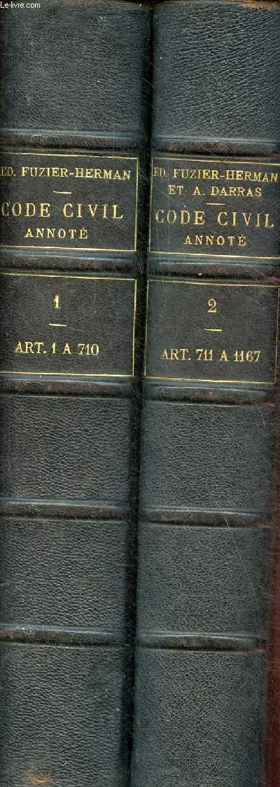 Recueil gnral des lois et des arrts et journal du palais - codes annots - Code civil - en 2 tomes (2 volumes) - tome 1 : art.1  710 - tome 2 : art.711  1167.