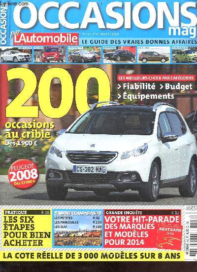 Occasions mag n42 3e trimestre 2014 - 200 occasions au crible ds 1900 euros - peugeot 2008 ds 13 900 euros - les meilleurs choix par catgories fiabilit, budget, quipements - pratique les six tapes pour bien acheter - 3 maxi comparatifs ...