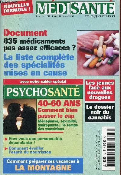 Mdisant magazine n12 fvrier-avril 2003 - Prparer ses vacances  la montagne - les jeunes face aux nouvelles drogues - le dossier noir du cannabis - dbat : certains mdicaments sont ils vraiment inutiles ? - etes vous une personnalit dpendante ?...