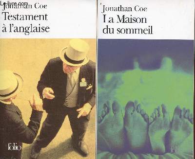 Lot de 2 livres de Jonathan Coe : La Maison du sommeil (2005) + Testament  l'anglaise (2003) - Collection Folio n3389-2992.