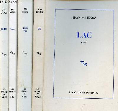Lot de 4 livres de Jean Echenoz : Courir (2008) + Ravel (2005) + Je m'en vais (1999) + Lac (1989).