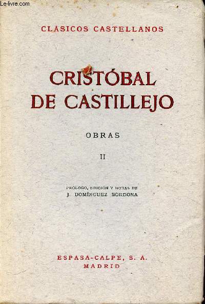Obras II - Clasicos Castellanos.