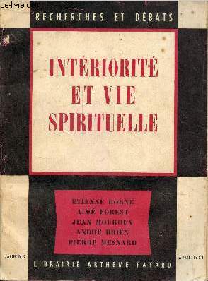 Intriorit et vie spirituelle - Collection recherches et dbats n7.