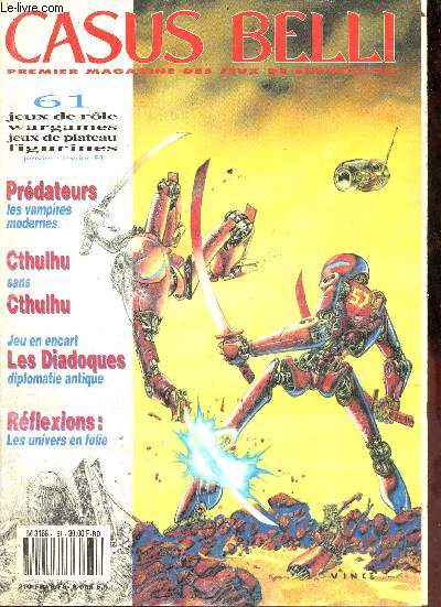 Casus Belli premier magazine des jeux de simulation n61 janvier-fvrier 1991 - preuve du feu : prdateurs - magazine l'appel de l'inconnu portrait de famille : Teenage Mutant Ninja Turtles - rflexion : le grand capharnam cosmique ...