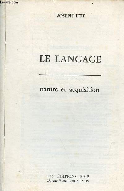 Le langage nature et acquisition.