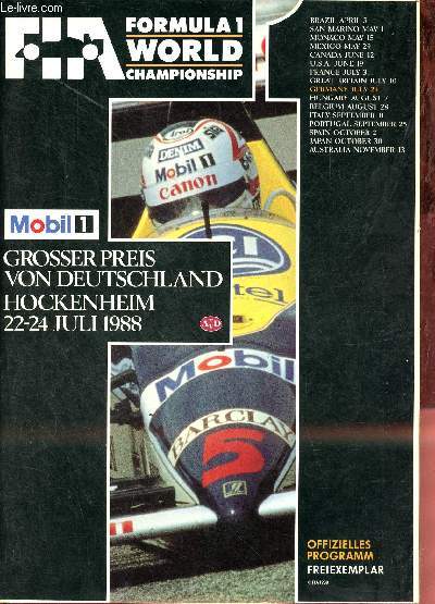 Formula 1 world championship - grosser preis von Deutschland hockenheim 22-24 juli 1988.